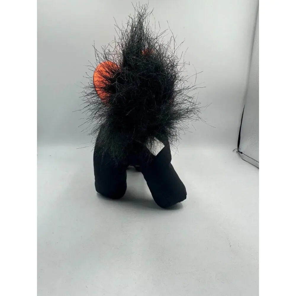 Vtg Halloween Black Cat Puffy Nylon Stuffed Plush 1993 International Silver READ